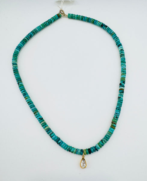 hand cut poki diamond on gemstone chain