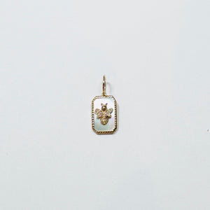 mother of pearl dog tag charm