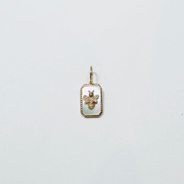 mother of pearl dog tag charm