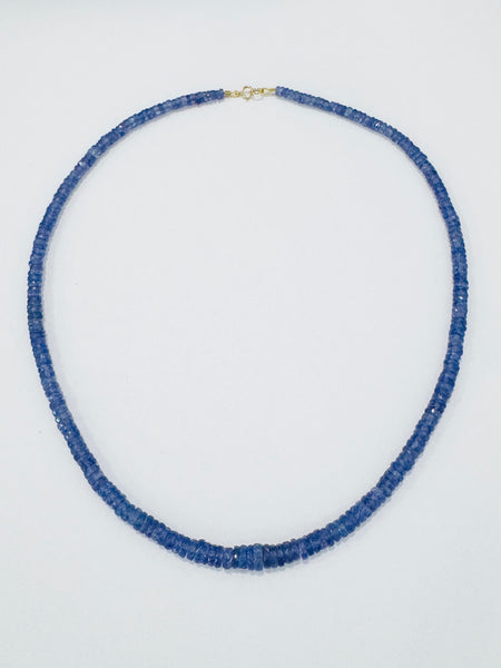 tanzanite heishi necklace, graduated