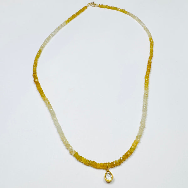 hand cut poki diamond on gemstone chain