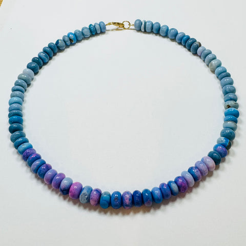 cerulean blue opal candy necklace