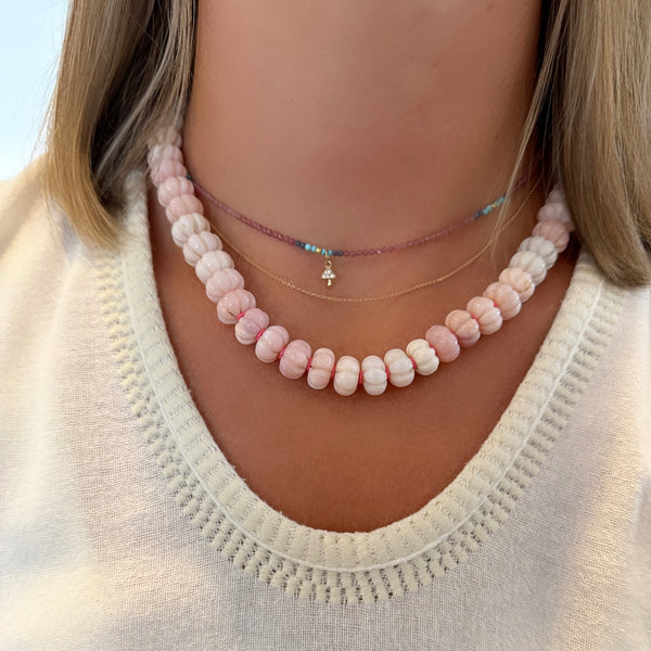 carved pink opal statement necklace