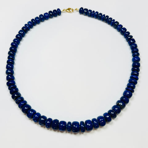 graduated smooth lapis necklace with spacers