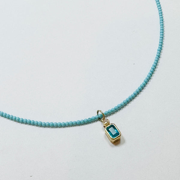 paraiba spinal bezel charm necklace