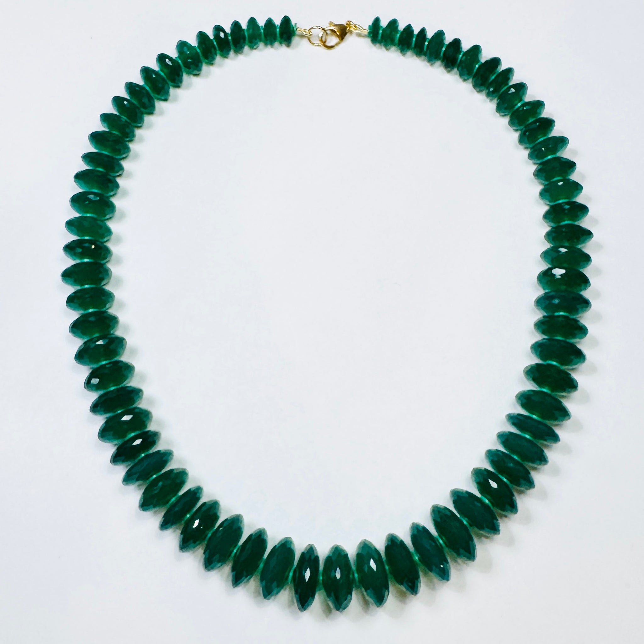 German cut green onyx candy necklace