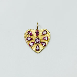 pink sapphire fluted heart pendant