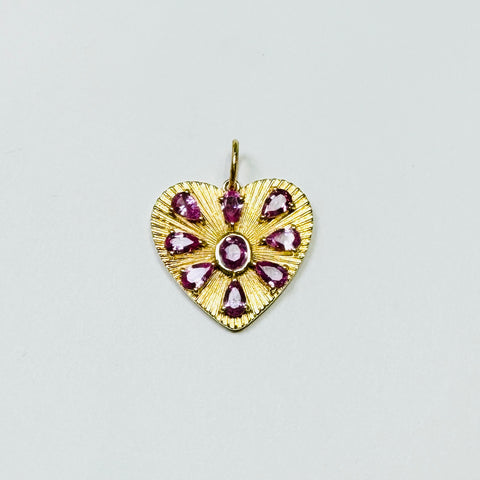 pink sapphire fluted heart pendant