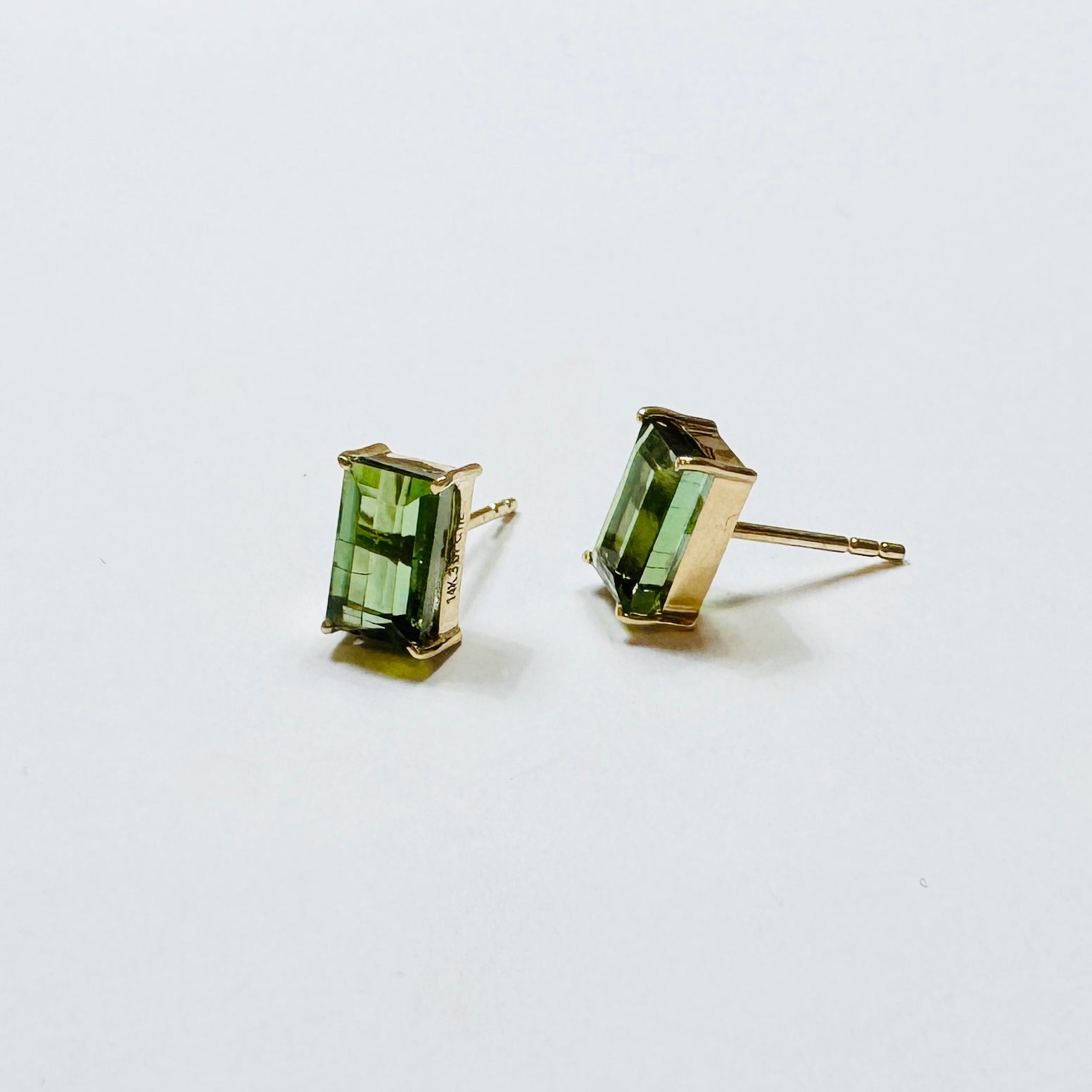 green tourmaline studs