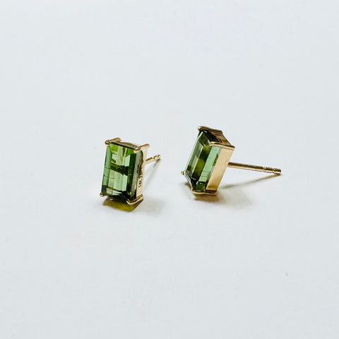 green tourmaline studs