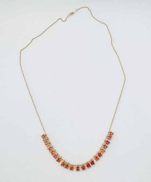 orange sapphire fringe necklace