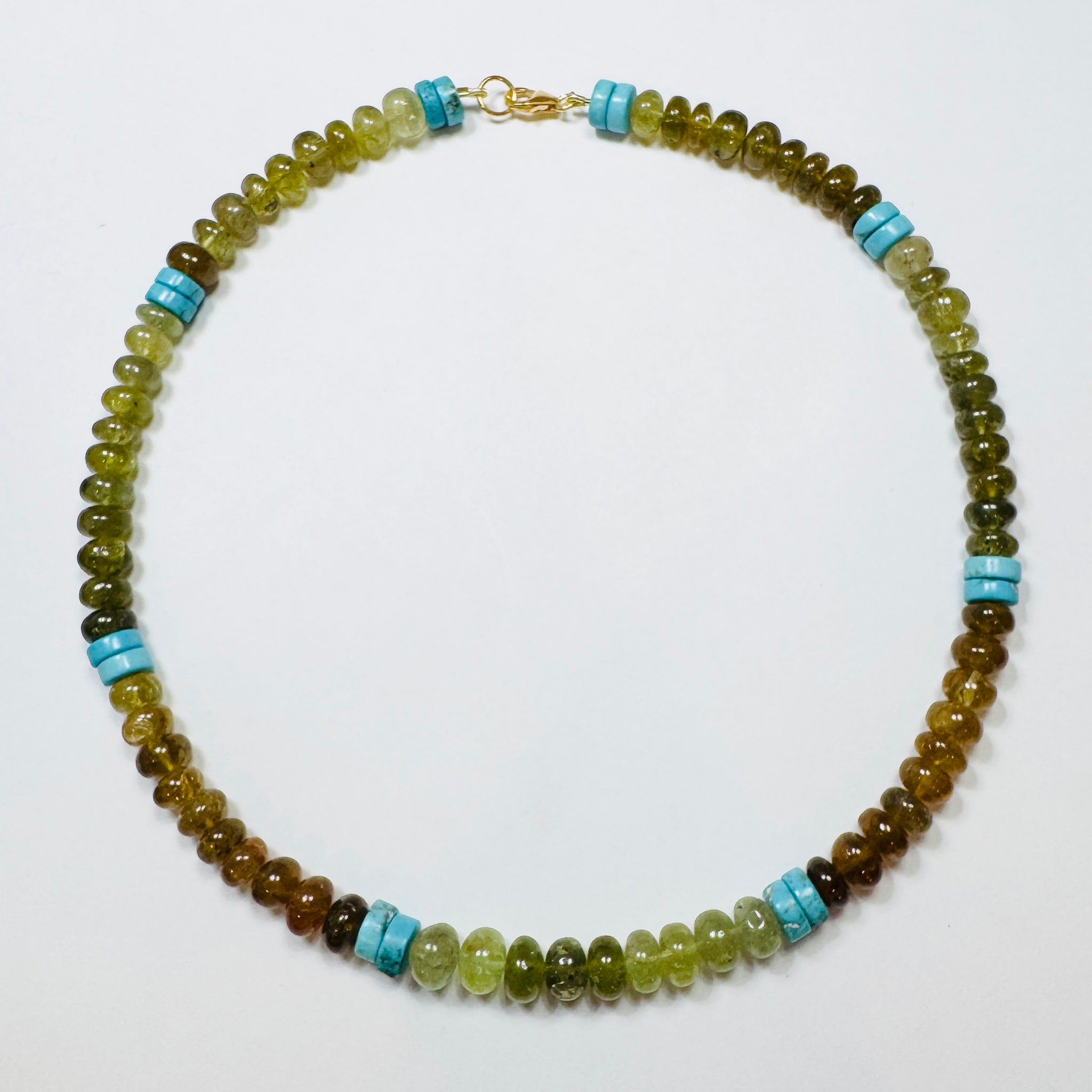 grossular garnet and turquoise necklace