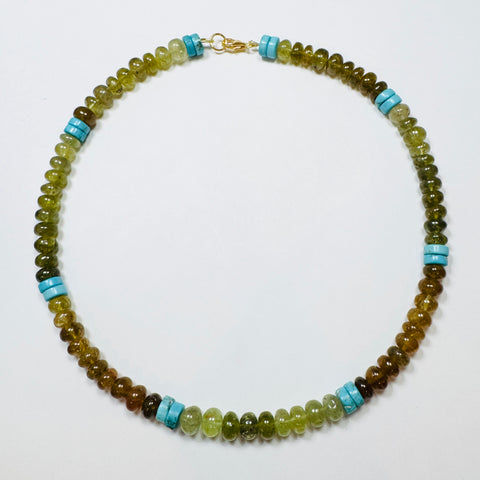 grossular garnet and turquoise necklace