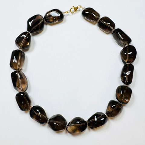 Smokey quartz smooth nugget necklace