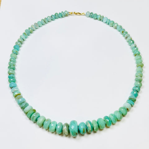 faceted robins egg opal candy necklace