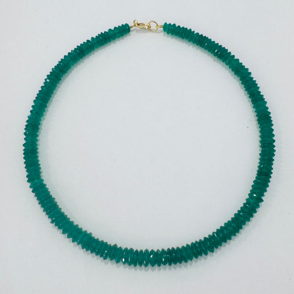 German cut green onyx candy necklace