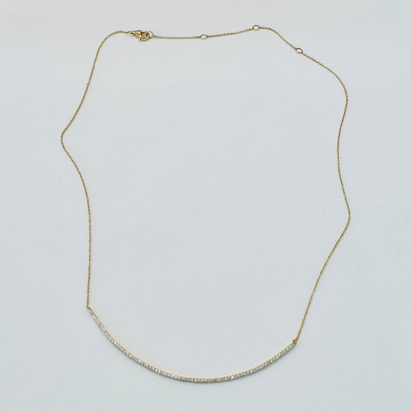 curved diamond bar necklace