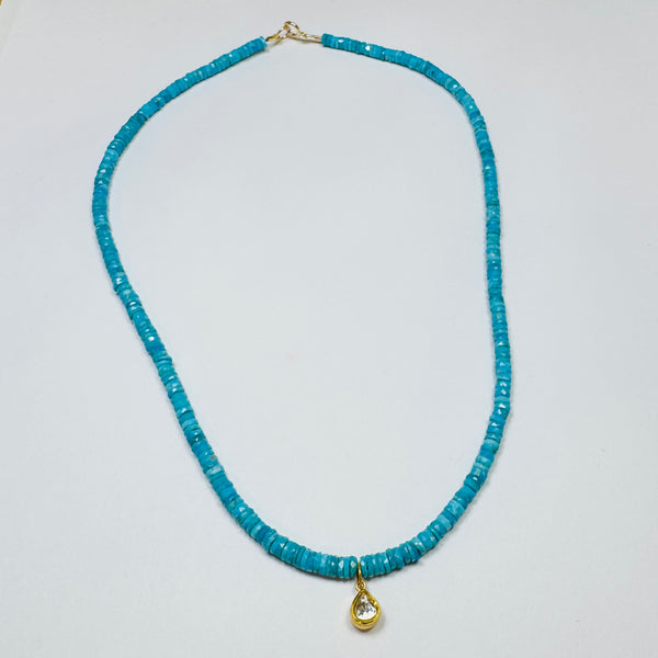 hand cut poki diamond on gemstone chain