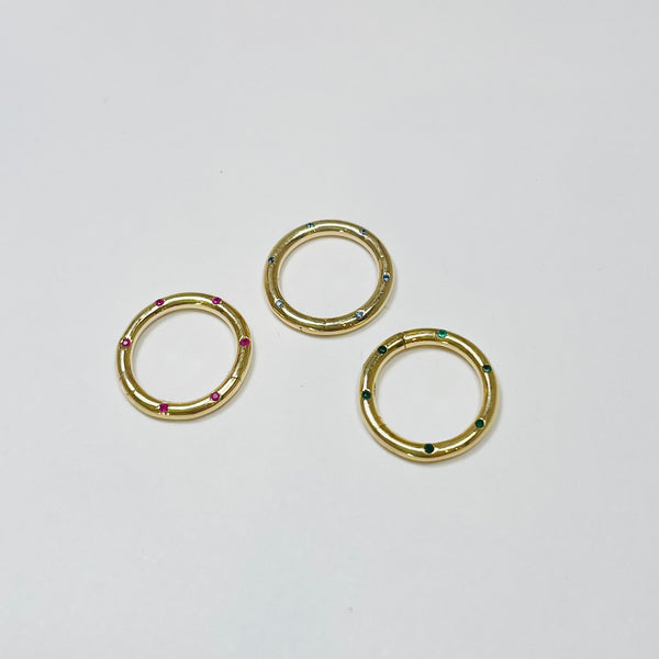 gemstone studded circle gold connector, 12 mm