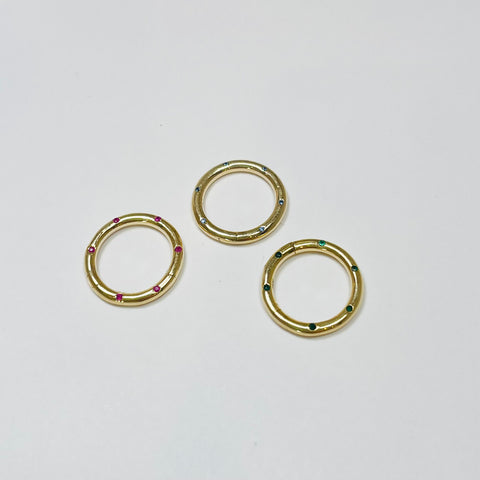 gemstone studded circle gold connector