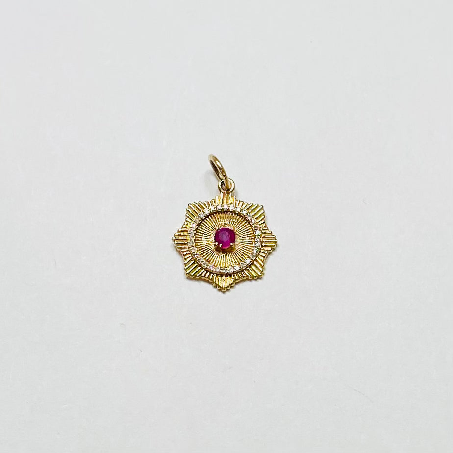 pink sapphire starburst medallion pendant
