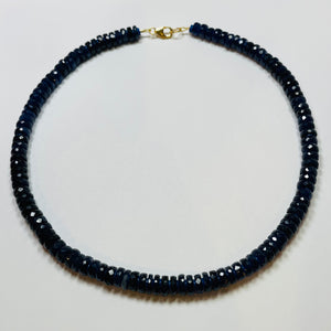 blue sapphire faceted heishi cut necklace