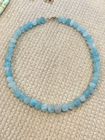 carved powder blue chalcedony