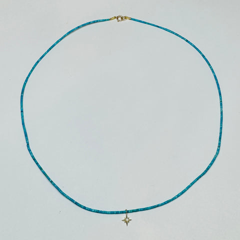 delicate turquoise necklace with diamond star charm