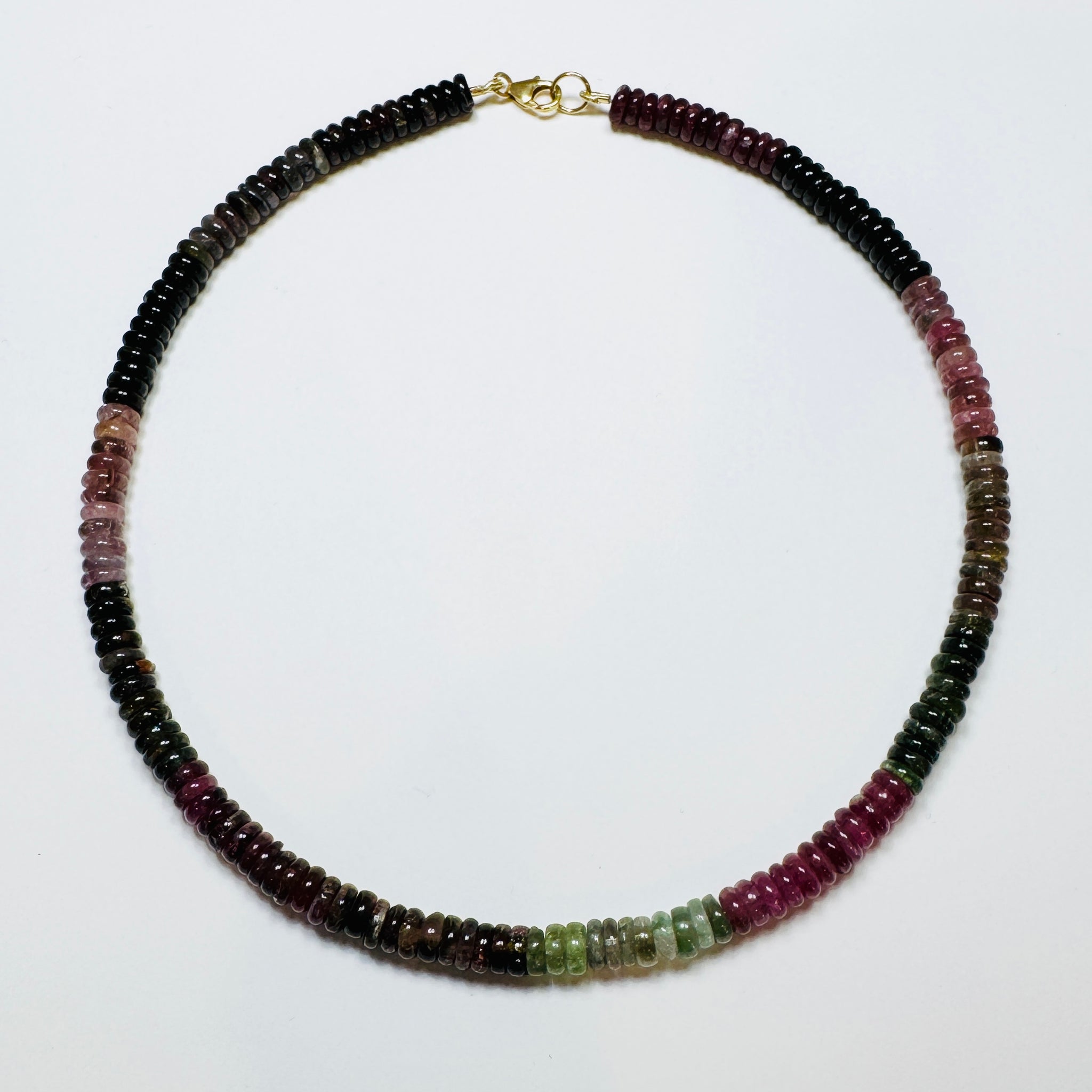 smooth shaded tourmaline heishi necklace