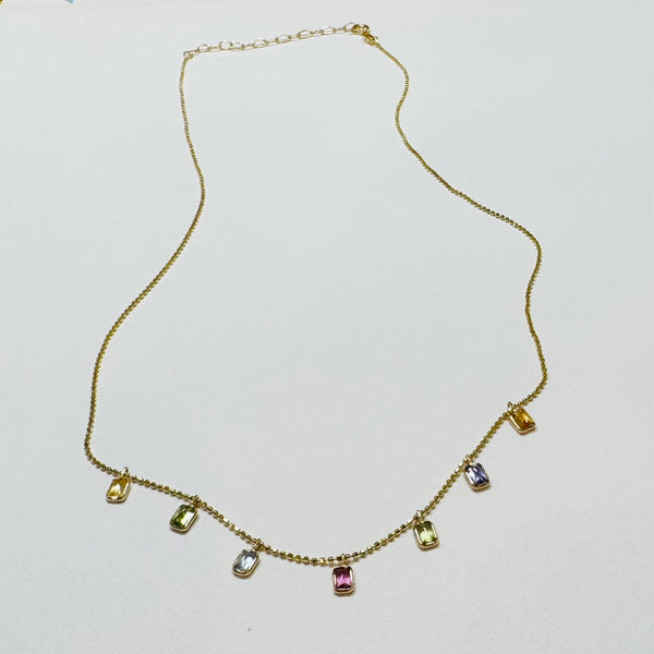 sapphire baguette fringe necklace