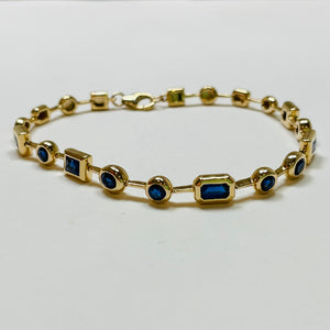 pillow set bracelet, blue sapphire