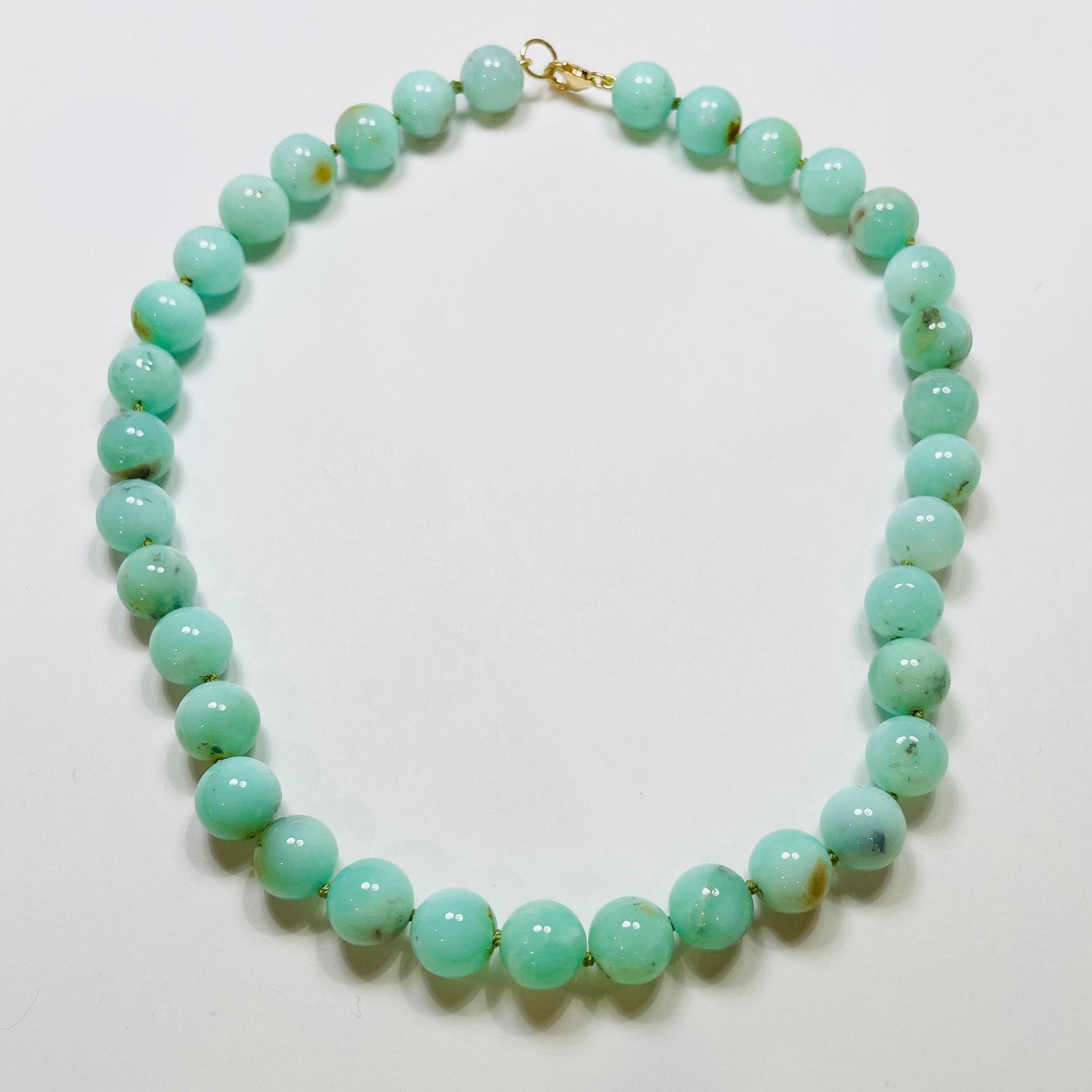 knotted chrysoprase necklace