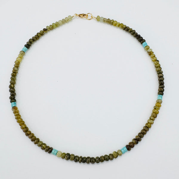 grossular garnet and turquoise necklace