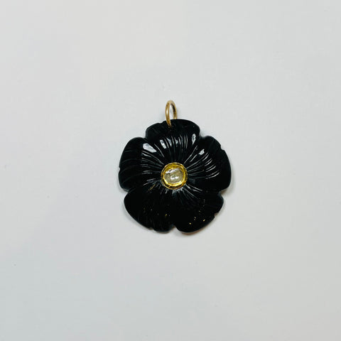 carved onyx flower pendant