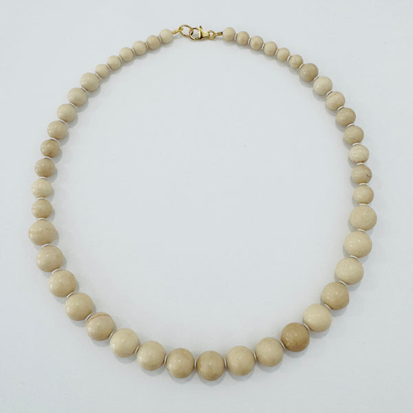 petrified wooden agate graduated gumball necklace
