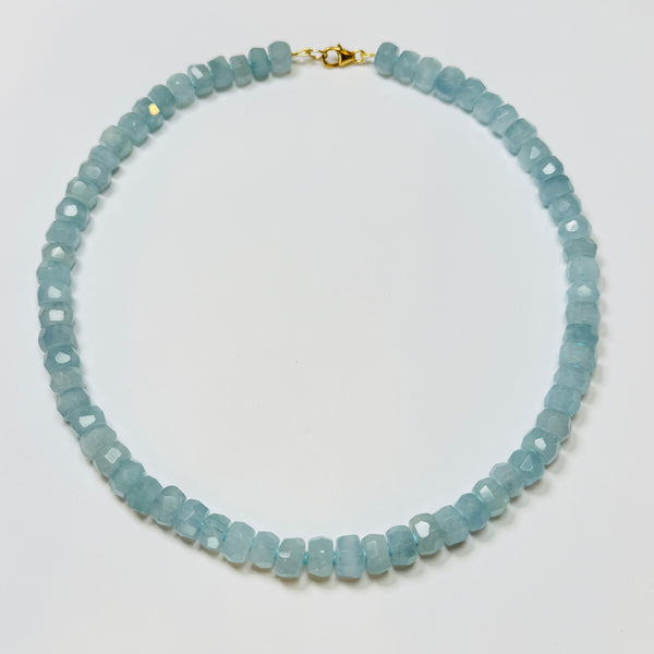 faceted aquamarine candy necklace