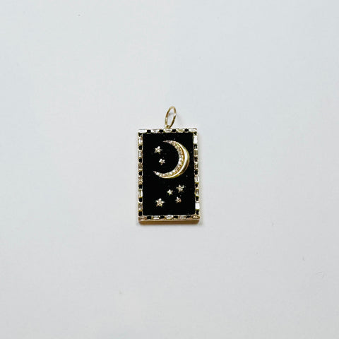 Onyx rectangle moon pendant