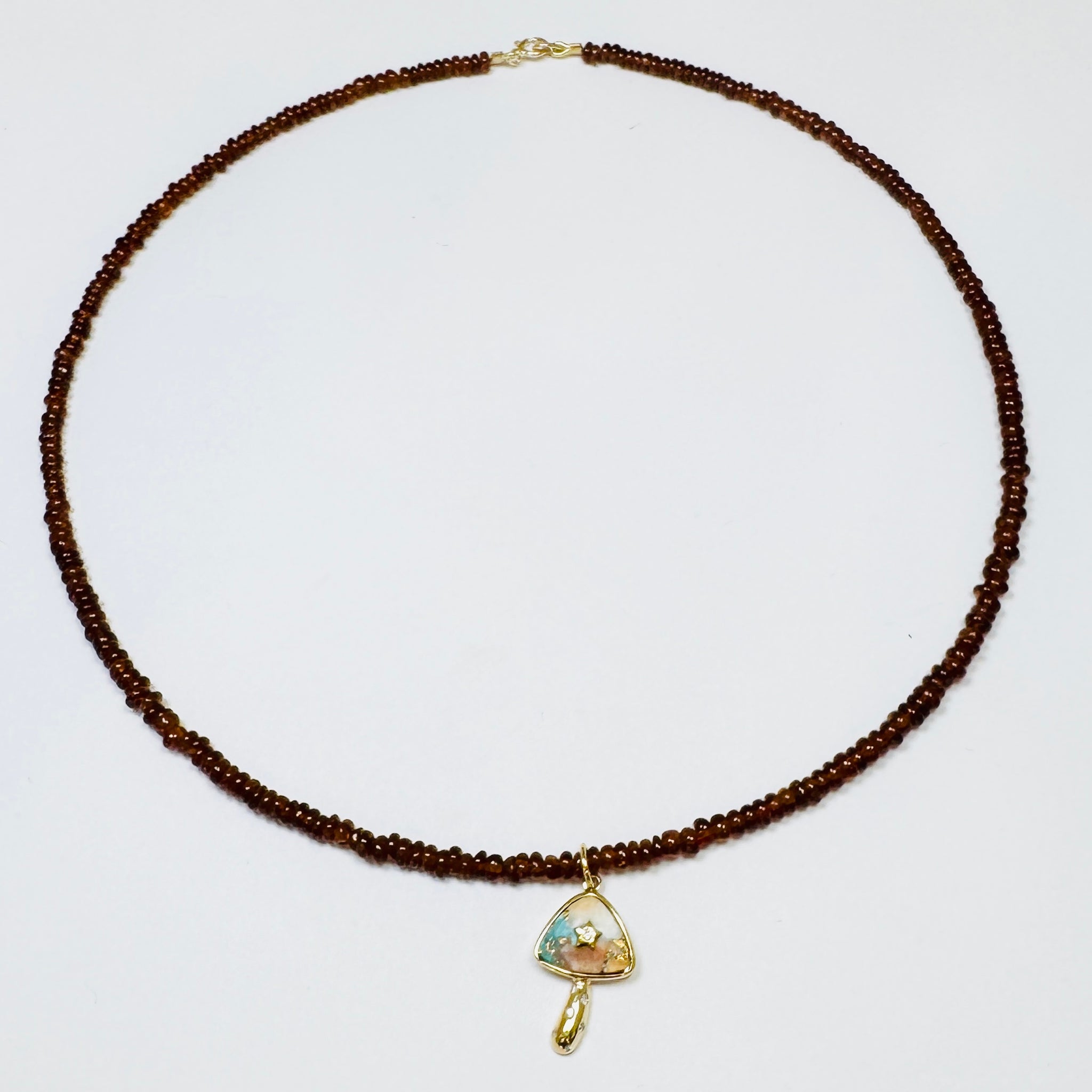 hessonite garnet necklace with mushroom