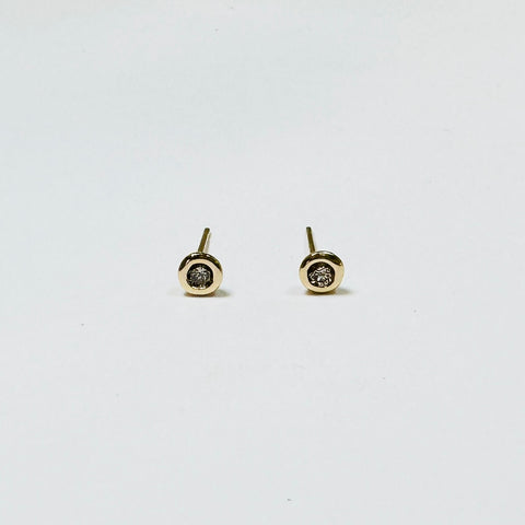 bezel set diamond studs, 4mm