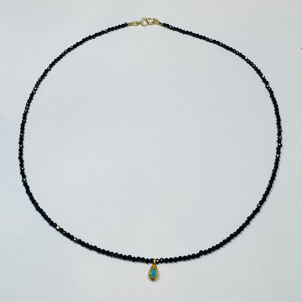 delicate sappy necklace with turquoise charm