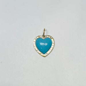 diamond baguettes turquoise heart pendant with diamond baguettes