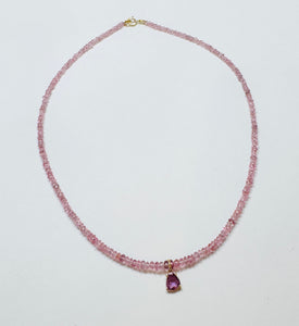 pink sapphire necklace with pink sapphire charm