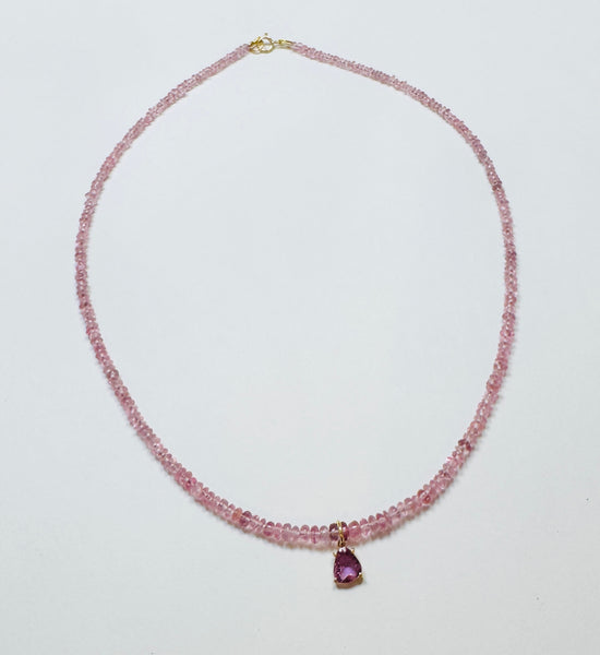 pink sapphire necklace with pink sapphire charm