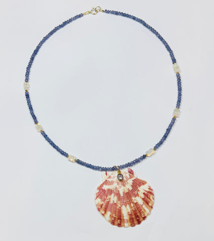 tanzanite necklace with shell pendant