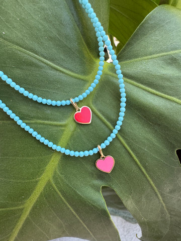 enamel heart necklace
