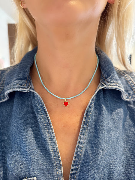 enamel heart necklace
