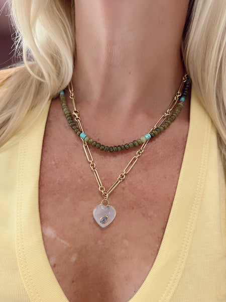 grossular garnet and turquoise necklace