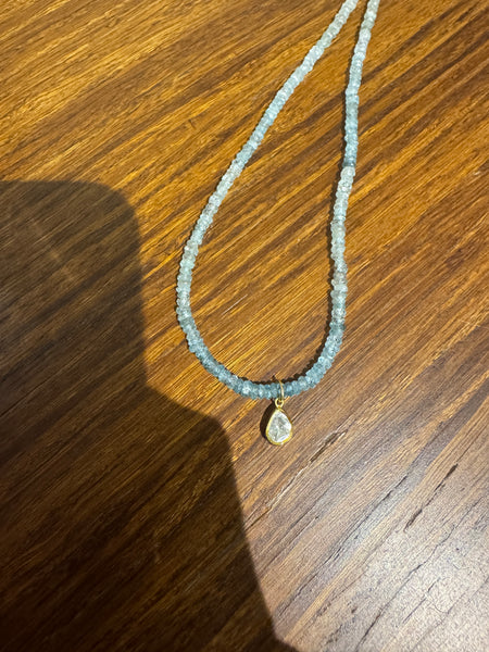 hand cut poki diamond on gemstone chain