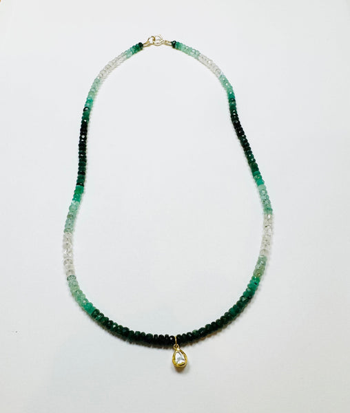 hand cut poki diamond on gemstone chain