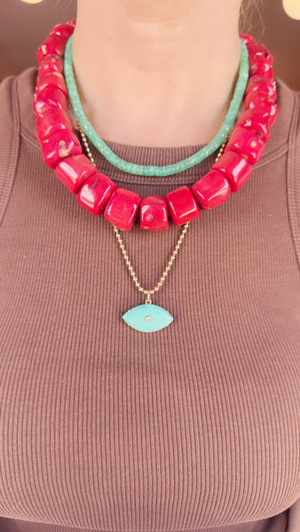coral statement necklace